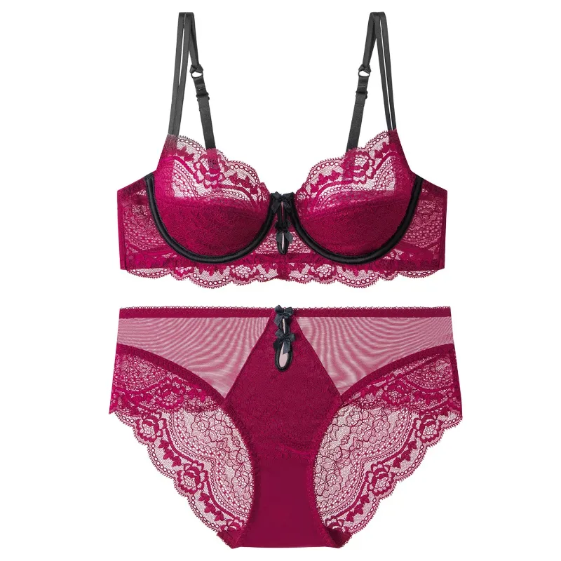 트렌디 레이스 Minimizer 란제리 세트 드 컵 큰 가슴 대형 얇은 컵 Underwire Anti Saging Comfy No Show 여성 속옷 — image 4