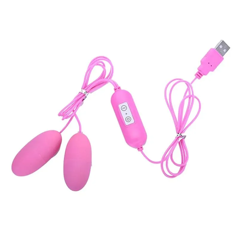 Potente stimolatore clitorideo a doppio proiettile vibrante Uovo G Spot Giocattolo sessuale impermeabile ricaricabile tramite USB per le donne — image 1