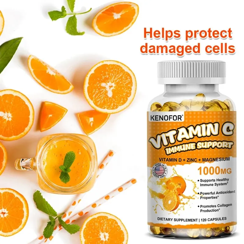 Cápsulas de vitamina C, antioxidante, suporte ao sistema imunológico, produção de energia celular, brilho da pele e síntese de colágeno — image 7