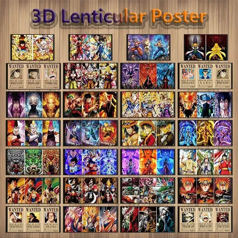 Großhandel Dropshipping Anime 3D Lentikular Poster Dragon Ball Z One Piece Drucken für Raum Dekor (Ohne Rahmen)