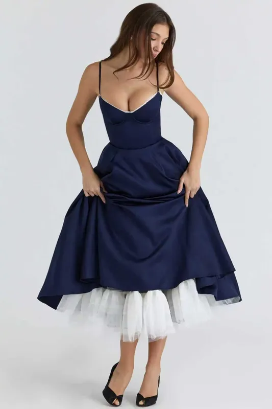 2026 ฤดูใบไม้ผลิ/ฤดูร้อน High End ซาติน Strapless Heavy Industry ภาษาฝรั่งเศสคำสายรัดเอวเซ็กซี่ร้อนสาวกลางชุดยาวผู้หญิง Elegant — image 14