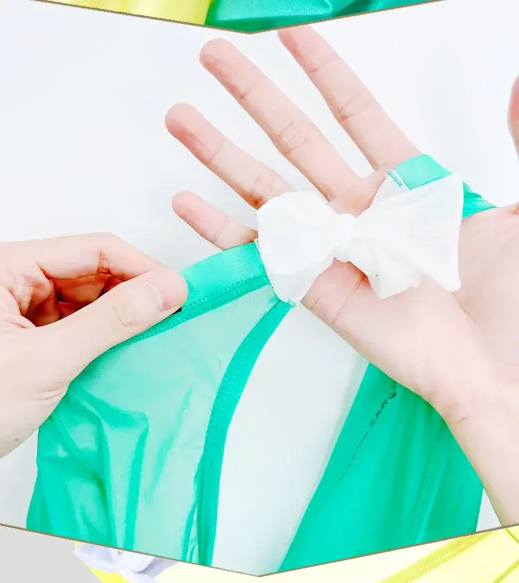 1PCS Mens Sheer Mesh Bikini Briefs Bright Yellow See Through Fabric Decorative White Bow U Convex Pouch Low Rise Male Underwear — image 2