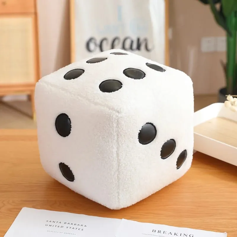 8/25cm Stuffed Mahjong Dice Plush Pillow Soft White Black Back Support Plushie Interactive Indoor Game Instrument Gift — image 12