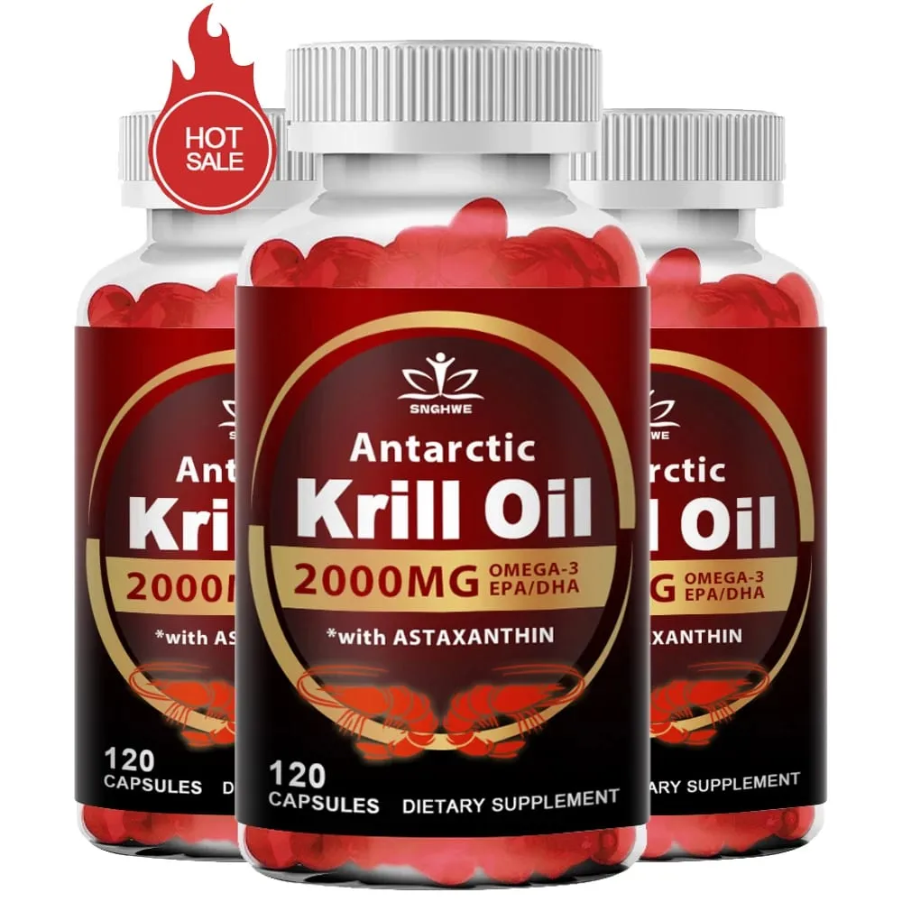 Fosfolipidi Omega-3 EPA e DHA fosfolipidi di olio di krill da 2000 mg e astaxantina per la dieta di supporto immunitario e cardiaco delle articolazioni del cervello — image 1