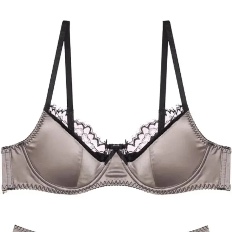 สีแดงซาตินชุด Dopamine ชุดชั้นในหน้าอกขนาดเล็ก Push Up รวบรวม Anti Sagging เซ็กซี่ลูกไม้ Bralette สำหรับผู้หญิง Pure Sensual — image 3