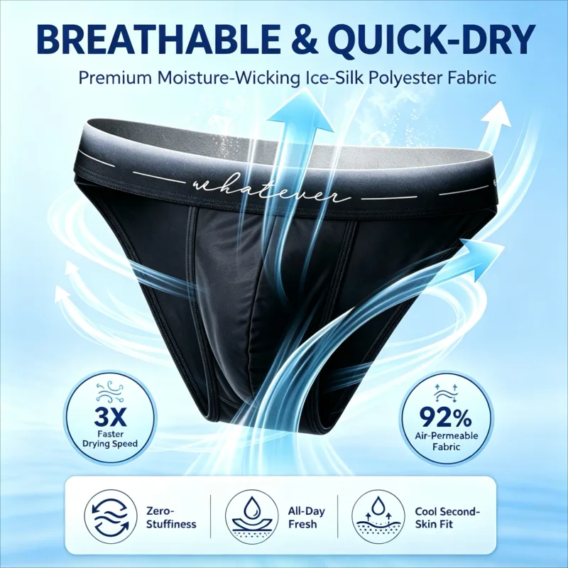 Hommes Glace Soie Coupe Haute Slip Imprimé Évacuant L'humidité Respirant Sous-Vêtements Athlétiques pour Bodybuilder Gym Usage Quotidien 1/3 Pièces Ensemble — image 10