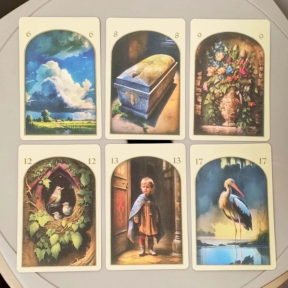 9*6cm Medieval Lenormand Oracle Deck 36 Pcs Cards Printed on 350GSM Double-embossed Cardstock — image 5
