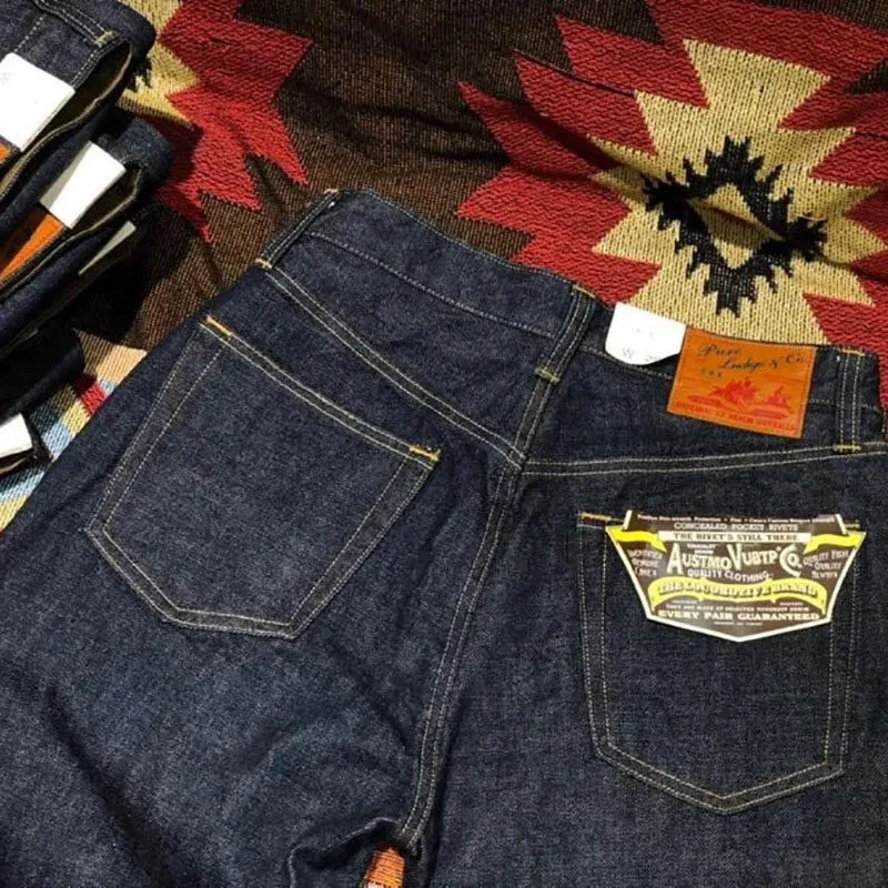 Jean en Denim délavé à lisière rouge Sakura, 100% coton, ample et droit, pantalon de travail américain rétro Amekaji, 14oz — image 5