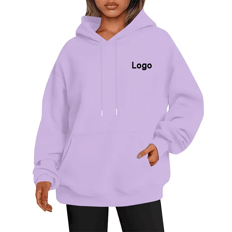 Hoodie Kebesaran Kustom Sweater Wanita Fashion Dicetak Longgar Lengan Panjang Bahu Manset Jatuh Sweater Ala Jalanan Sudadera — image 9