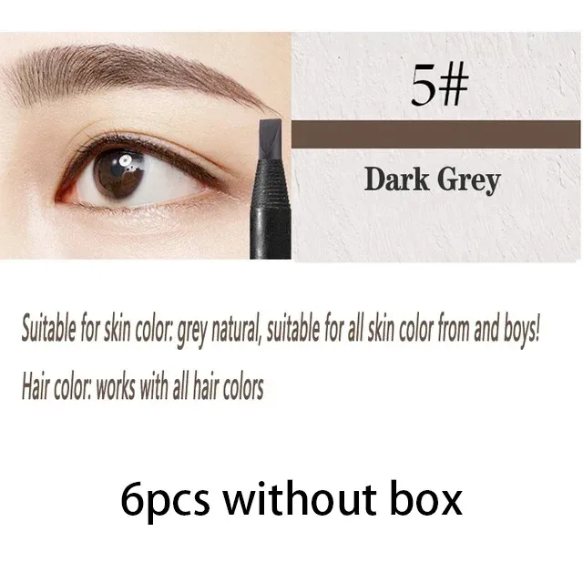 6/12PCS ดินสอเขียนคิ้ว Hard Core ขายส่งแต่งหน้าดึงสาย Haozhuang ยี่ห้อถาวร Peel off สีขาวสีดำกันน้ำธรรมชาติ — image 16