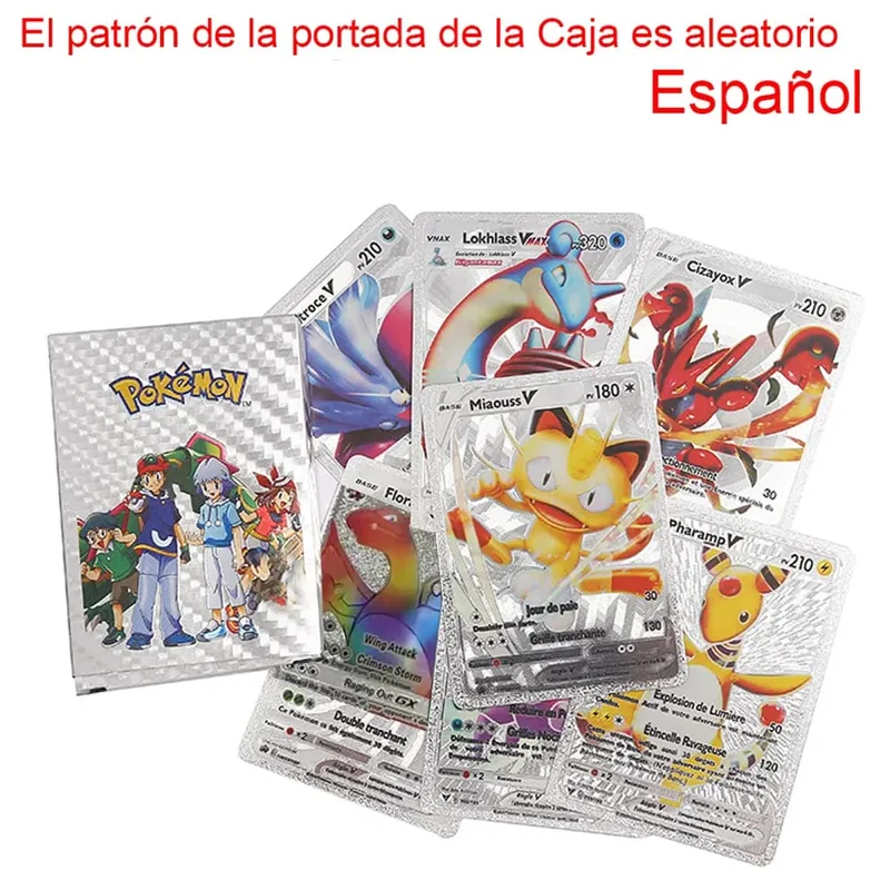 55PCS Pokemon Cards Vmax GX Gold Foil Flash Box Party Interactive Game English Spanish Colorful Game Battle Collection Card Gift