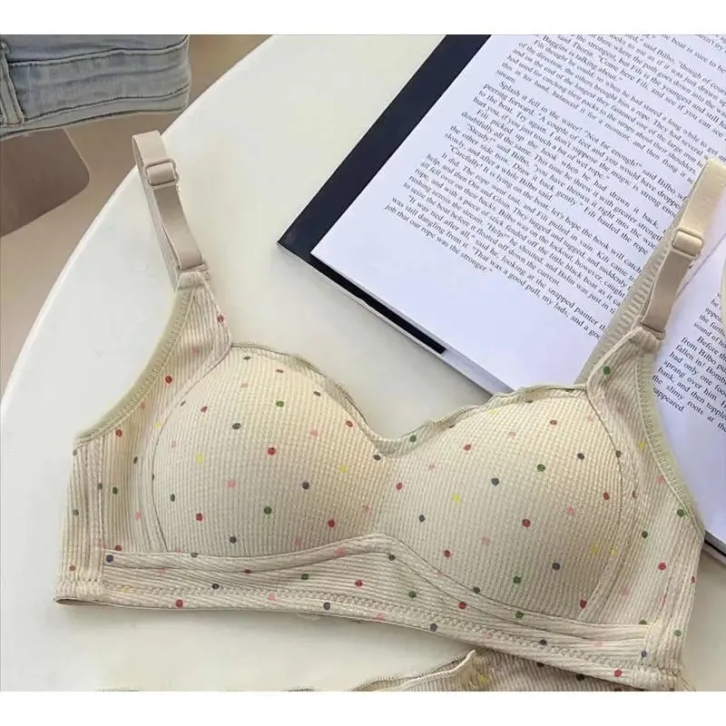 MOYISU – soutien-gorge sans fil blanc à pois, pour adolescents, soutien-gorge Push Up, rétraction du buste, ensemble de Bralette Non rembourré, petite poitrine, Anti-affaissement — image 10