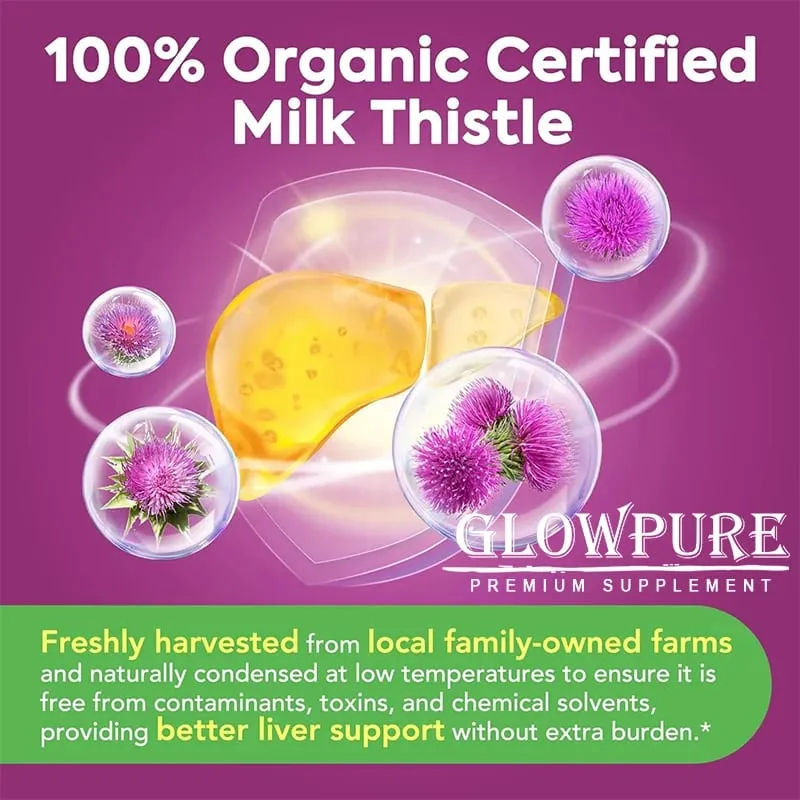 Organic Milk Thistle 9000mg 30X Concentrated Seed Extract 80% Silymarin Liver Support Cleanse Detox Fatty Liver Supplements — image 6