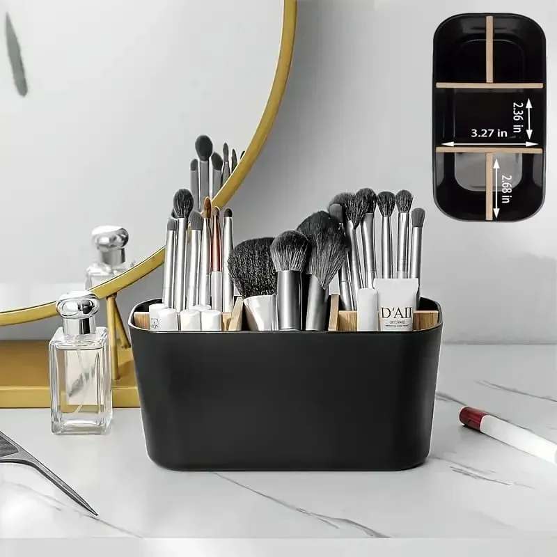 Držák štětců na make-up s bambusem 5 slotů Oddělovače Víceúčelový štětec na make-up Comestic Tools Organizér pro stolní úložiště rtěnek — image 1