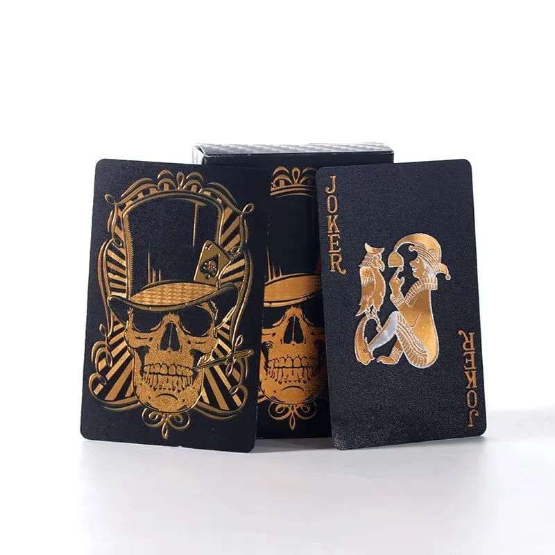 Black Golden Silver Skull Playing Card Game Card Group Waterproof Poker Suit Magic Dmagic Package Board Game Gift Collection — image 1
