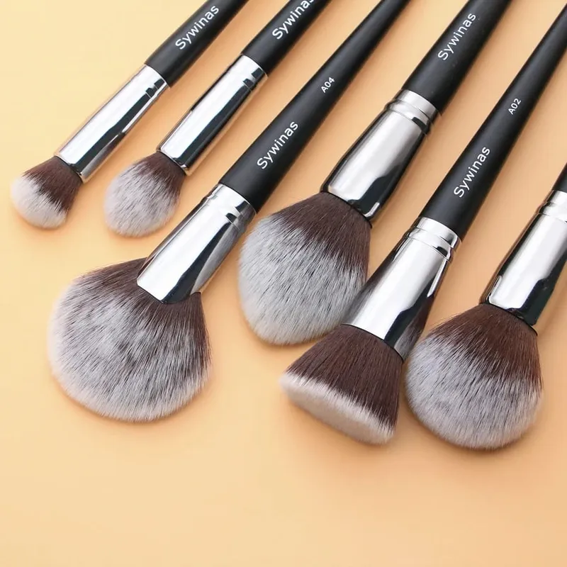Sywinas Make-up-Pinsel-Set, 15-teilig, hochwertiges schwarzes, natürliches Kunsthaar, professionelle Make-up-Pinsel-Werkzeuge — image 3