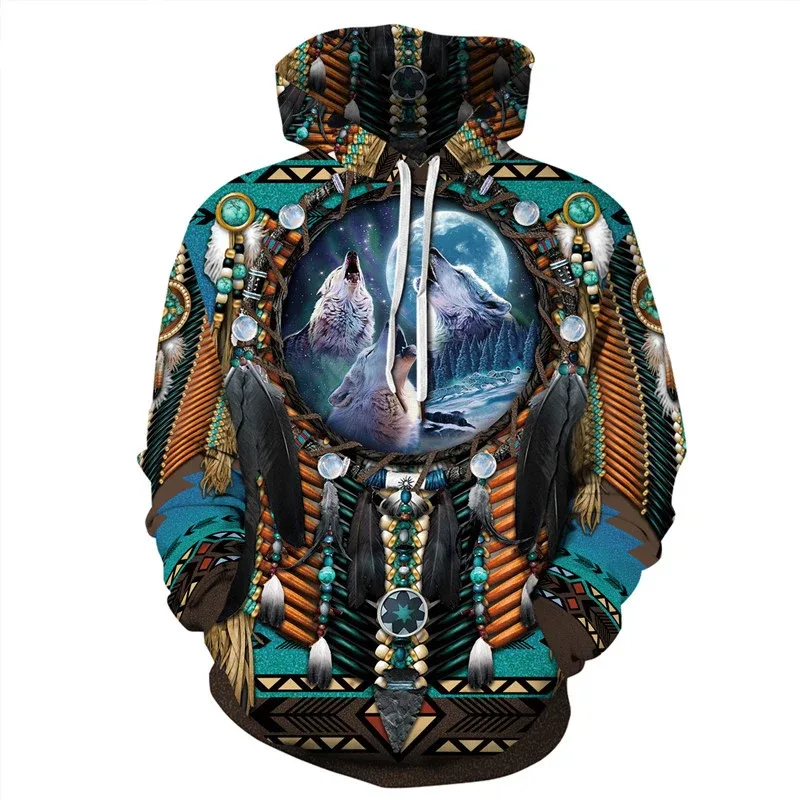 Fashionable 3D Printed Bohemian Pattern Men's Top Fashionable Men's Loose Large Sports Hoodie Street Retro Long Sleeve Hoodie — image 34