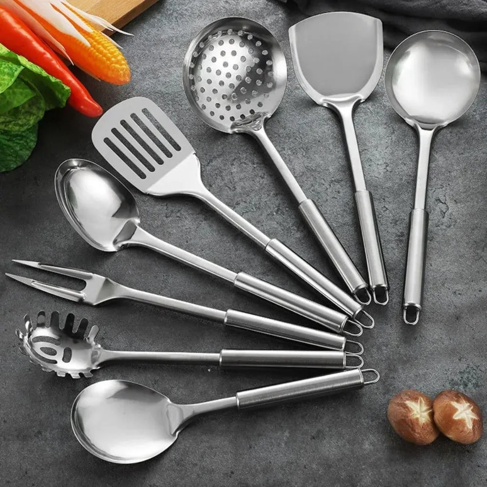 Langlebiger Wok-Spachtel aus Edelstahl mit langem Griff, Küchenhelfer, Küchenkochutensilien-Set, Reislöffel, Schöpfkelle, Kochutensilien — image 6