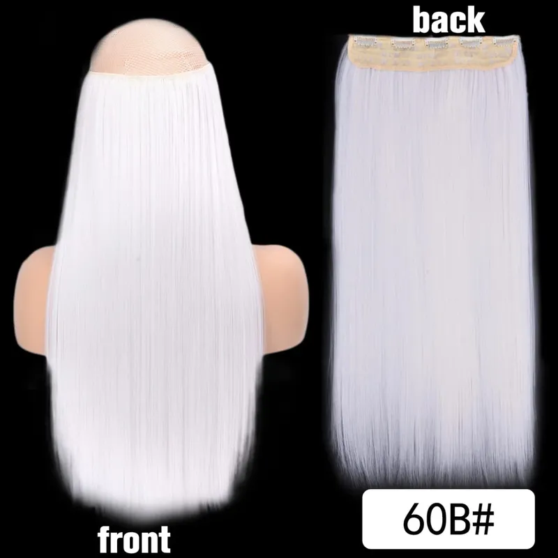 Long Straight Curly One Piece 5clips Clip-in Extensions 22Inch Heat Resistant Hairstyles Colour Mix Blonde Hair Piece For Women — image 54