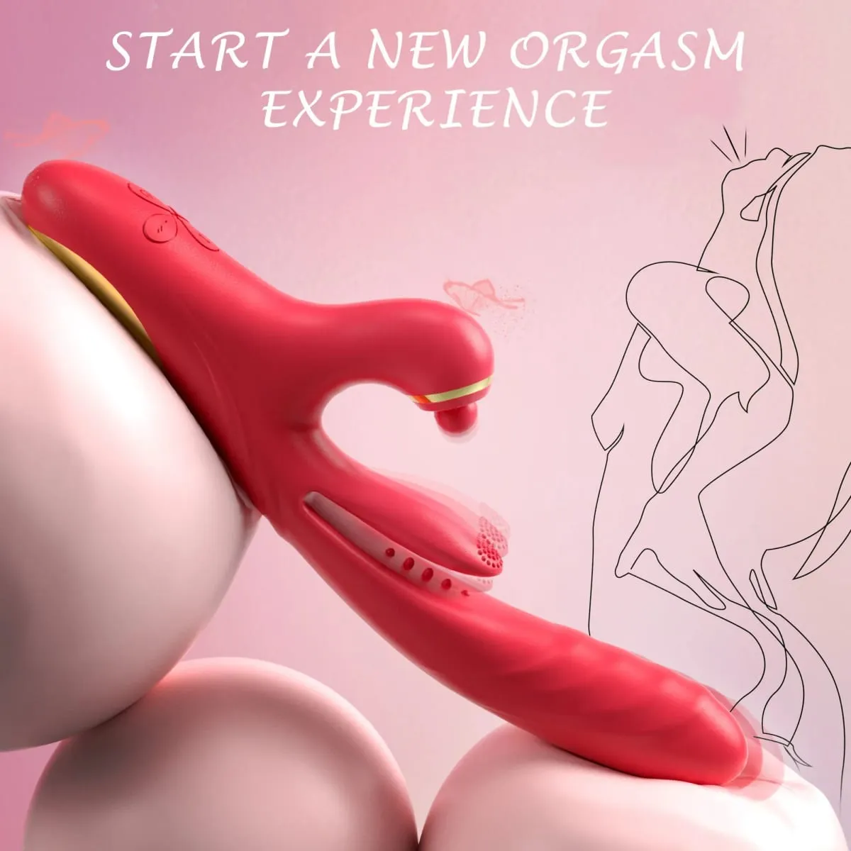2 em 1 poderoso batendo batendo vibrador feminino para clitóris masturbação aquecimento empurrando vibrador para mulher sext brinquedo para adulto — image 3