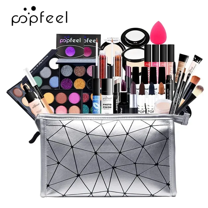 Kit de maquiagem profissional para meninas, sombra, creme, corretivo, blush, brilho labial, batom, pincel de maquiagem feminino, conjunto de maquiagem — image 2