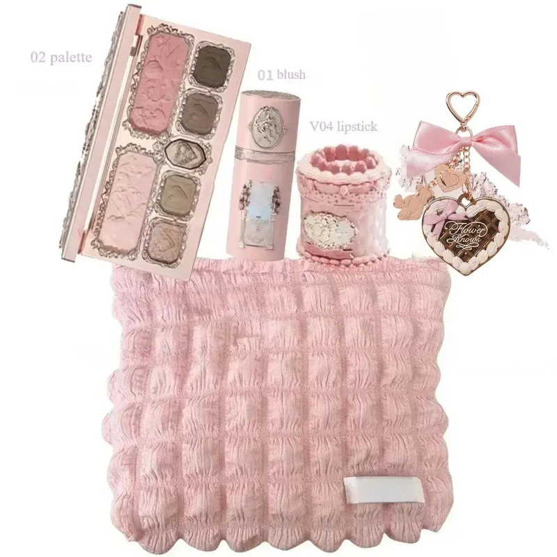 Flower Knows Make Up Kit Cosmetics Full Set Strawberry Rococo Palette Little Angel Highlighter Matte Lipstick 4Pcs Kit — image 12
