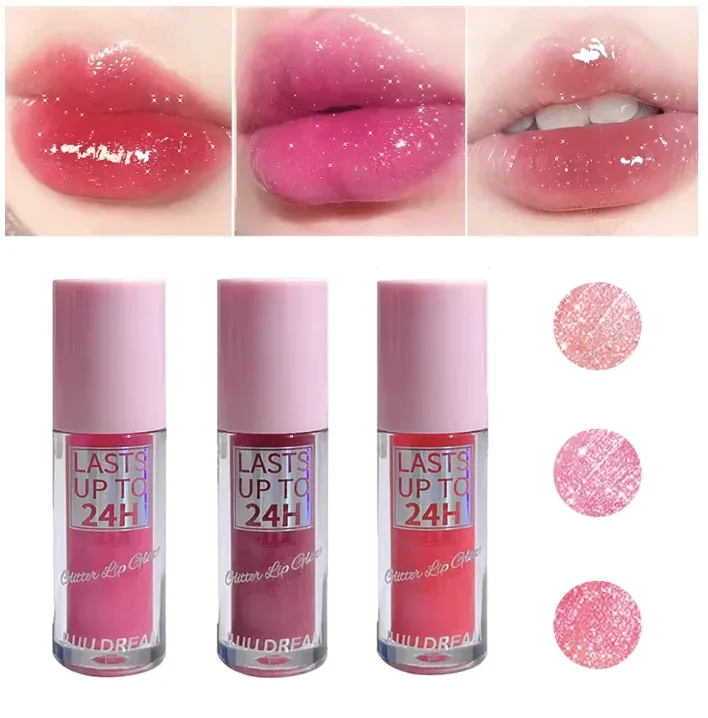 Flowing light Glitter Lip Glaze ลิปกลอสติดทนนานกันน้ำลิปสติก Makeup Lip Oil Lip Tint Moisturizing — image 6