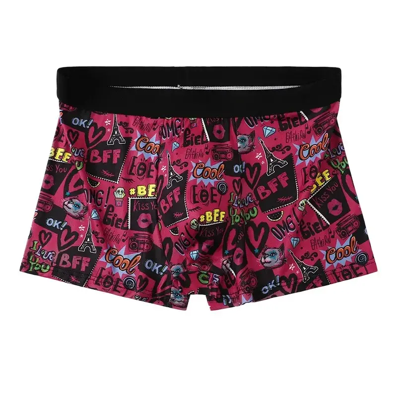 5 Stück zufällige atmungsaktive Boxer-Unterwäsche für Herren mit bunten Graffiti-Mustern, elastischem Bund, trendige und modische Unterwäsche — image 9