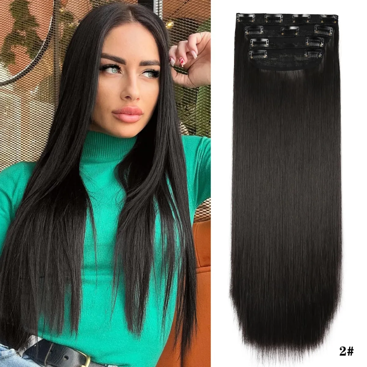 Leeons gewellte Clip-in-Haarverlängerungen, 4 Stück, natürliche, weiche, lange, gewellte Haarteile, dicke Doppelschuss-Clip-in-Haarverlängerungen für Frauen — image 24