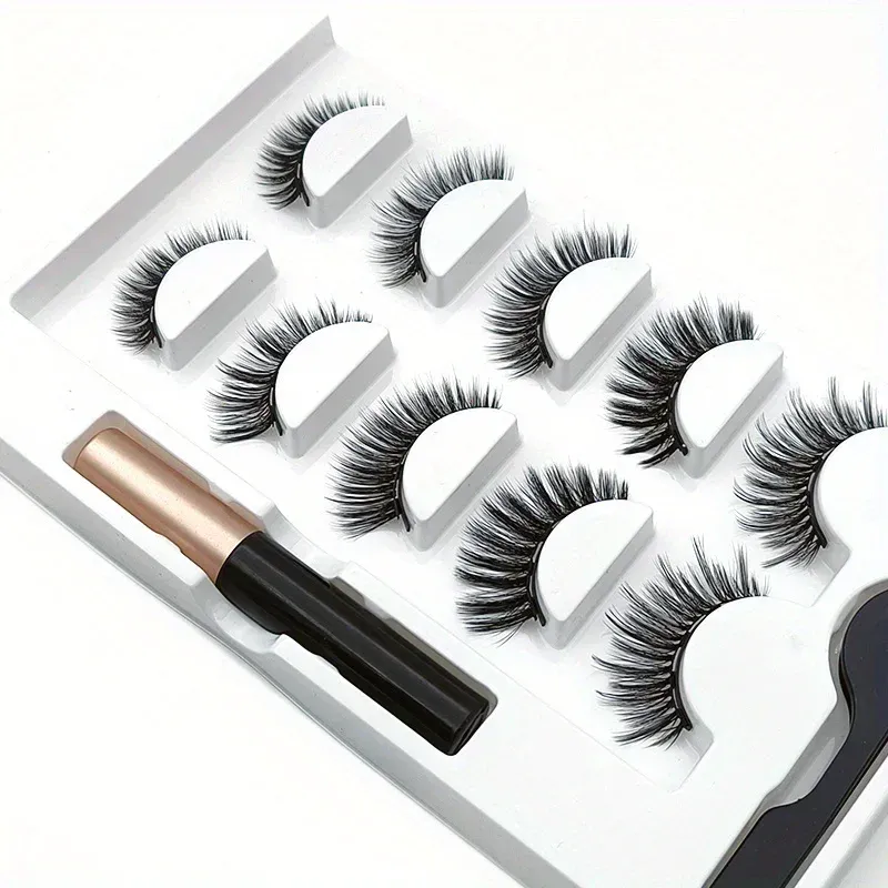 5 คู่ Magnete ขนตาชุดแม่เหล็กอายไลเนอร์กาวฟรี Eye แต่งหน้าขยาย Fluffy Lashes — image 4