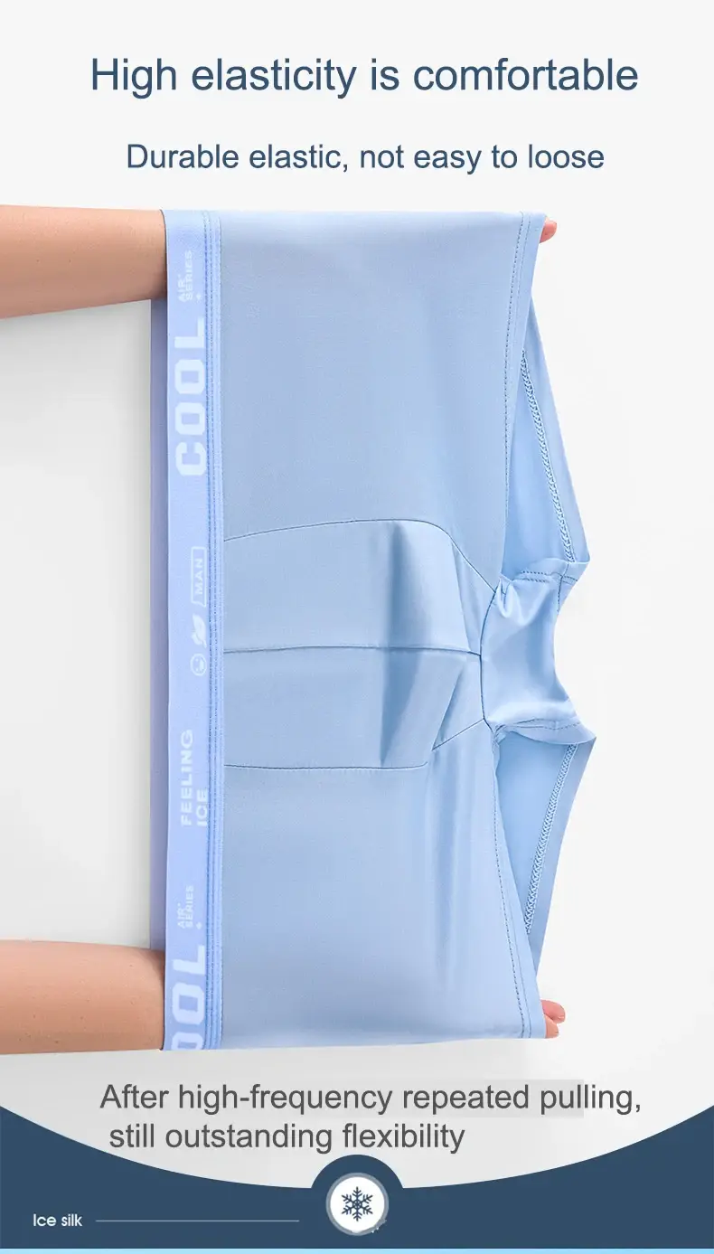 Boxers en soie glacée pour hommes, sous-vêtements en graphène, respirants et confortables, culottes ultra fines, tronc, grande taille 6XL — image 7