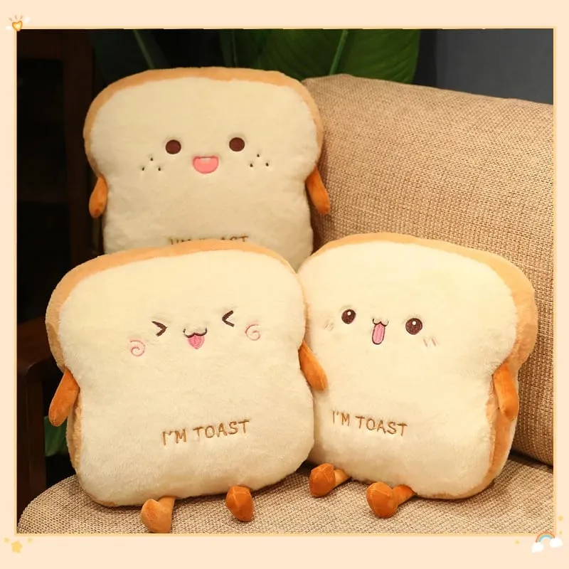 Plüsch-Toast-Kissen, niedliches Brot, gefüllt, Simulation, Lebensmittel, Plüschtier, weiches, warmes Handkissen, Kissen, Heimdekoration, Kinderspielzeug, Geburtstagsgeschenk — image 2