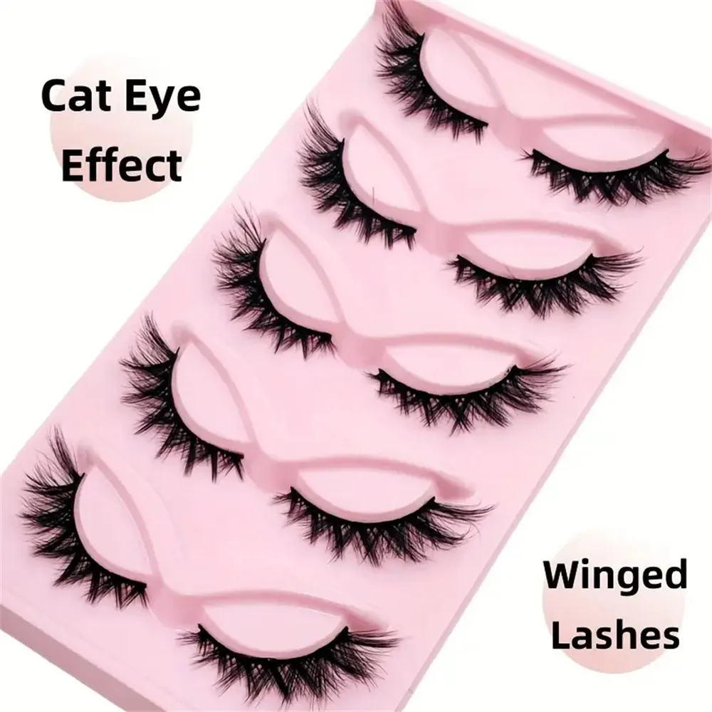 CAT EYE ขนตา 3D ธรรมชาติขนตาปลอมนุ่ม CROSS 5 คู่ Manga Lashes Wispy NATURAL Eyelash EXTENSION Makeu — image 4