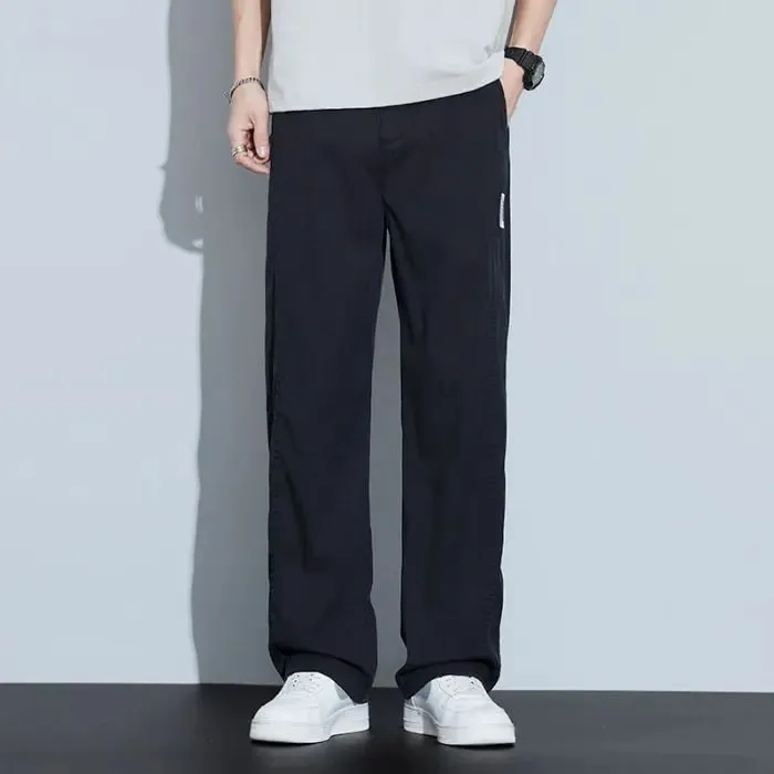 Jean d'été fin en Lyocell pour hommes, pantalon drapé en soie glacée, jambes larges, ample, droit, élastique, Ultra-fin, tailles M-5XL