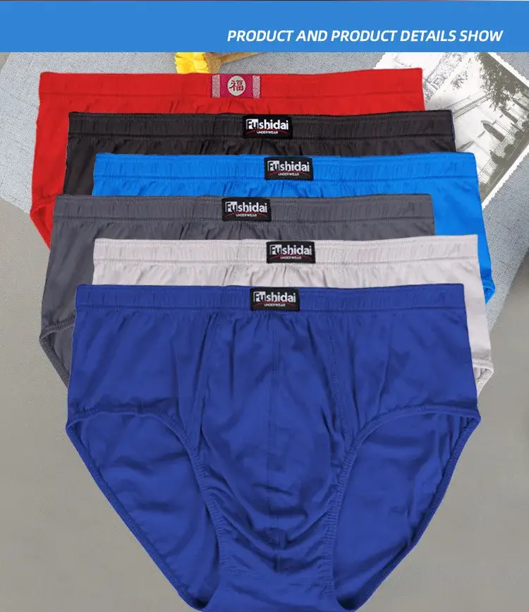 6 Pcs Big Size Briefs Large Underwear For Men Underpants Cotton Boys Panties Undies Male Knickers XL 2XL 3XL 4XL 5XL 6XL 7XL 8XL — image 1