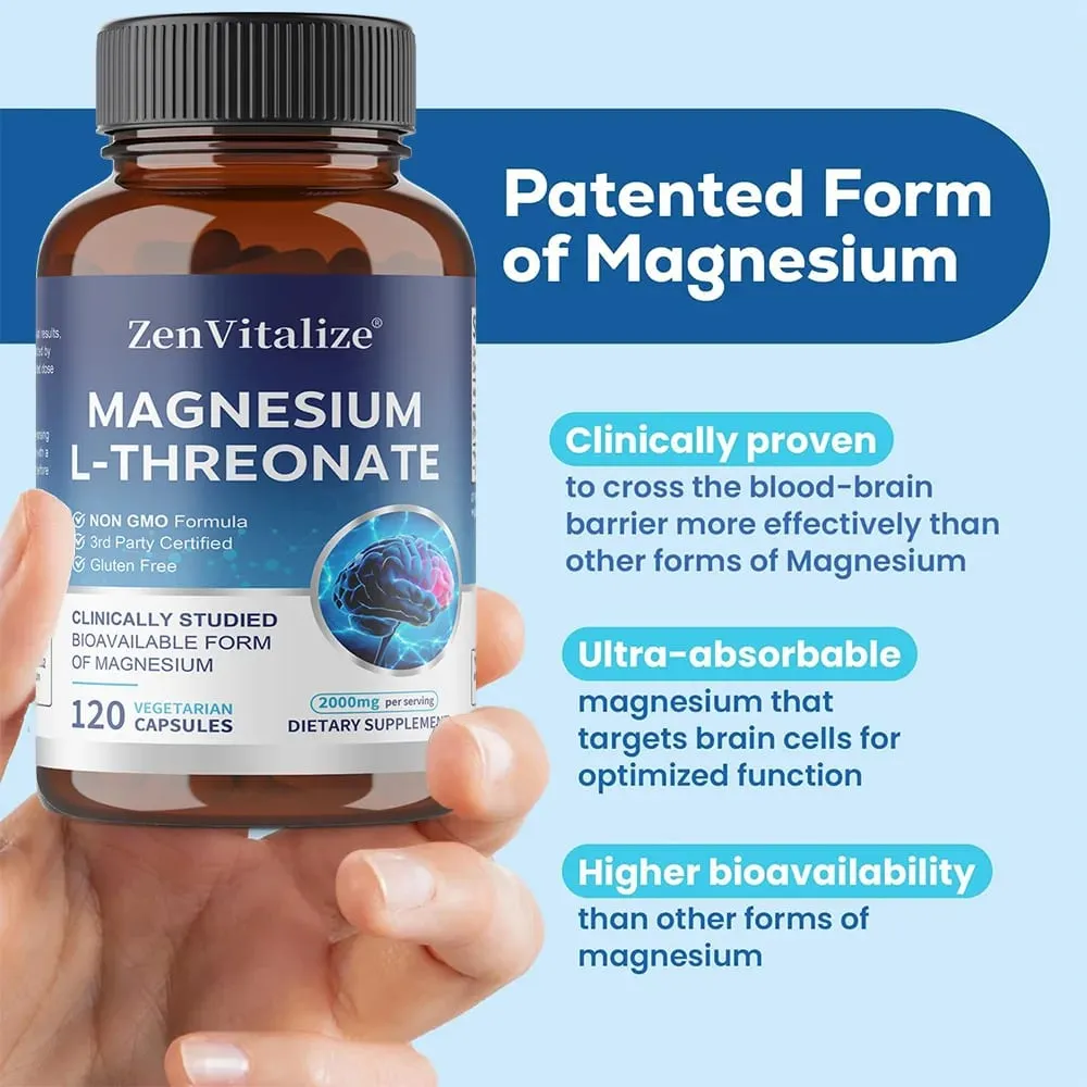 Magnesium L-Threonate Capsules Brain Focus Memory Nerve Health Muscle Strength Sleep Quality & Stress Relief Support — image 2