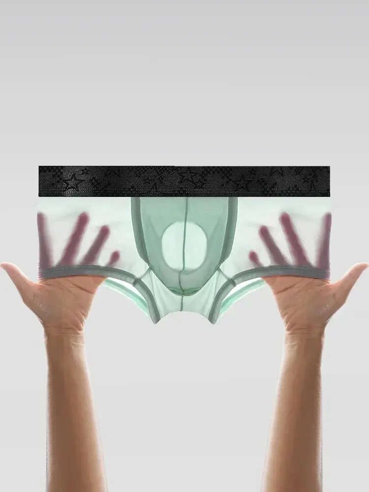 Spermatiska kalsonger herr issilke sommartunna pojkar scrotal buttonstock split varicose boxershorts