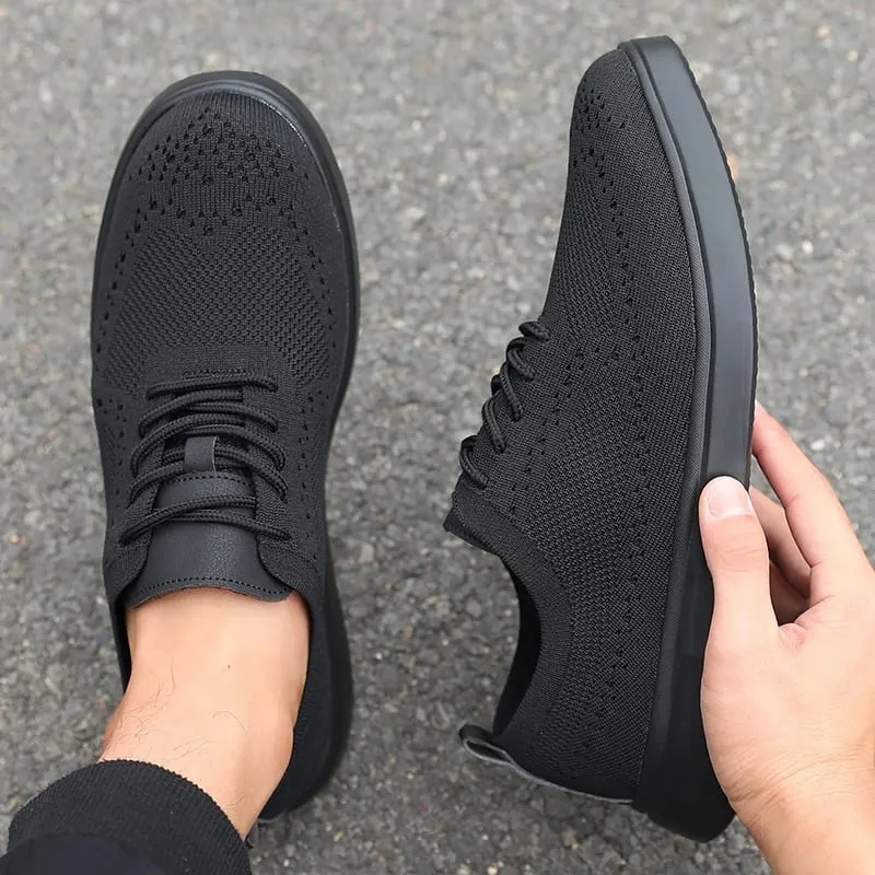 Schlanke Herren-Freizeitschuhe, atmungsaktives Mesh-Obermaterial, bequeme Innensohle, rutschfeste Sohle, lässige Wanderschuhe, Strickdesign, flexible Sohle