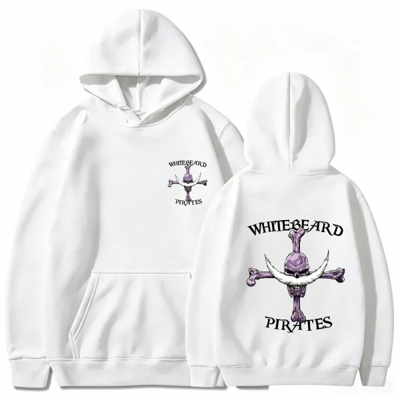 Moletom com capuz de piratas de barba branca de uma peça, moletom com estampa, barba branca Jolly Roger Anime gráfico streetwear top com capuz — image 3