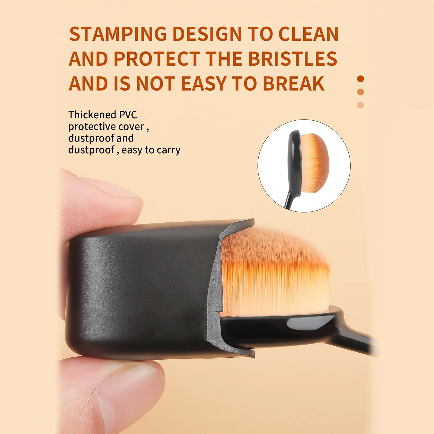 2 STK Tandbørste Shape Foundation-børster med hætter Multifunktionel blød børste til flydende cremepulvermakeup — image 6