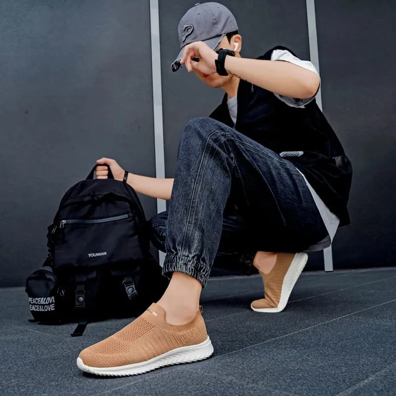 Uomini Vulcanize Scarpe Maglia Scarpe Da Uomo Leggere E Comode Scarpe Da Ginnastica da uomo 2025 Moda Autunno Slip on Appartamenti Scarpe Mocassini Maschili — image 5