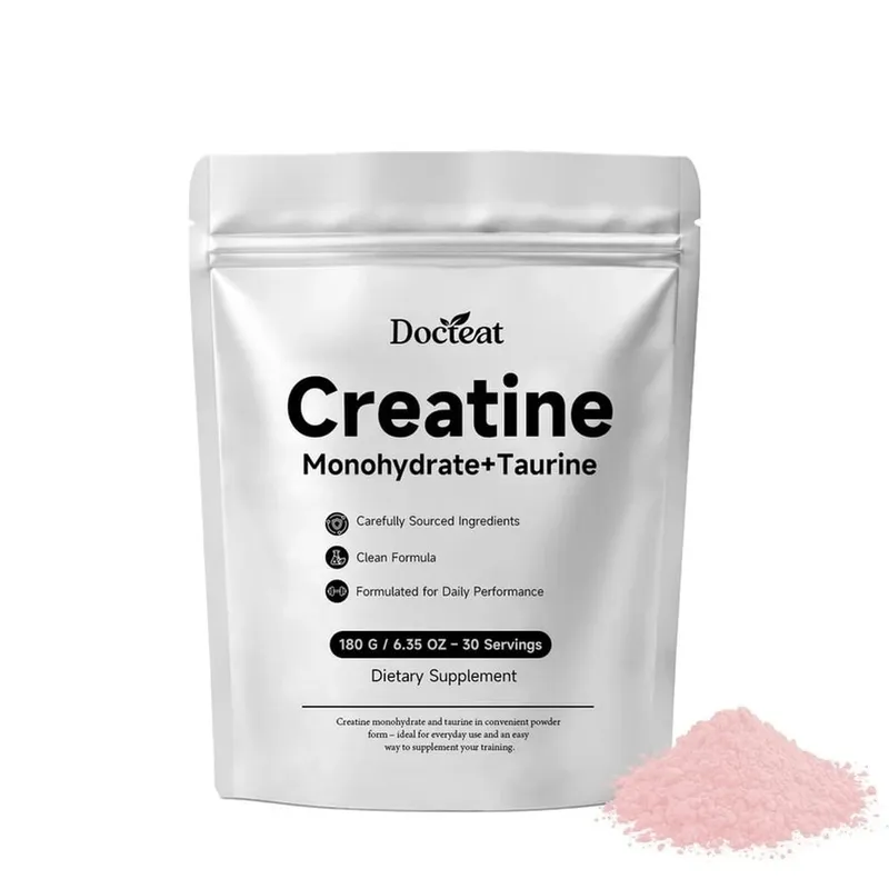 Docteat Creatina Monoidrato in Polvere con Taurina Prestazioni Muscolari e Supporto Energetico per Capacità ad Alta Intensità 30 Dosi