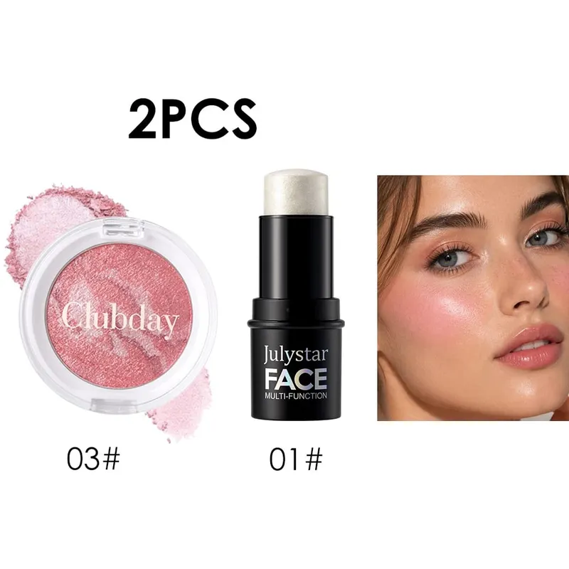Ensemble combiné fard à joues et reflets, finition rosée lumineuse, couleur modulable, tenue longue durée pour un maquillage naturel et éclatant du visage — image 10