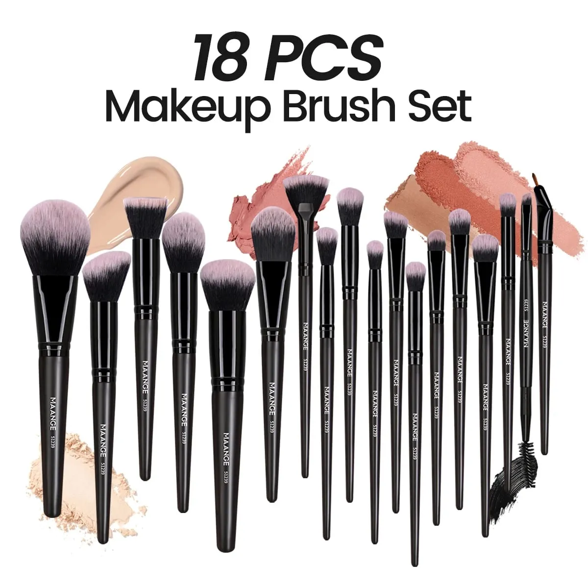 Sada 18ks profesionálních štětců na make-up s 1ks Powder Puff Soft Detail Foundation Contour Blush Brush Beauty Tools — image 2