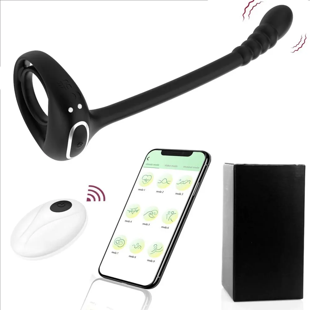 APP di Controllo Remoto Cockring Anello Vibratore per Gli Uomini Testicolo Massaggio Prostata Stimolare Anale Butt Plug Masturbatore Giocattolo Adulto Del Sesso — image 1