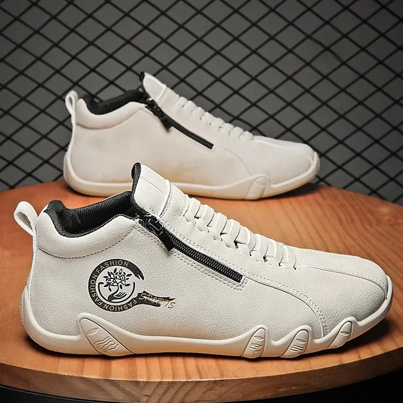 Scarpe casual da uomo Stivaletti corti con cerniera laterale Fondo piatto versatile Scarpe da uomo alla moda alla moda adatte per gli sport all'aria aperta