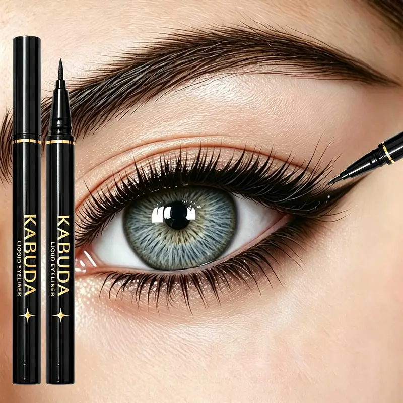 2 Buah Eyeliner Cair Ujung Ultra Halus Tahan Lama Tahan Air Riasan Tahan Noda Sempurna untuk Penggemar Kecantikan & Pemula — image 2