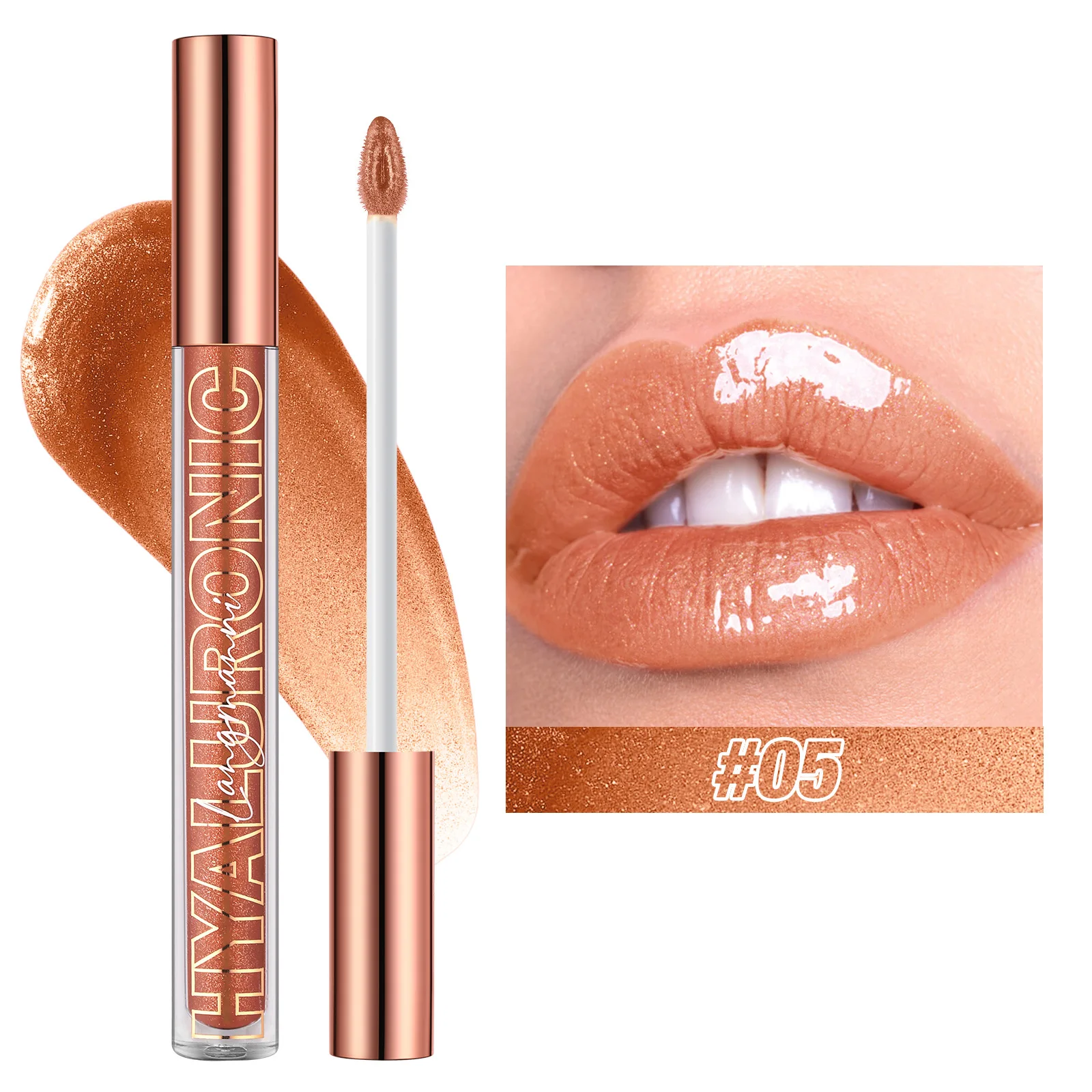 Pearlescent Glitter Plumping Lip GLOSS Diamond Glitter Nude สีชมพู Liquid ลิปสติก SHINY Glass กันน้ำเซ็กซี่ Lip Tint Lip Makeup — image 11
