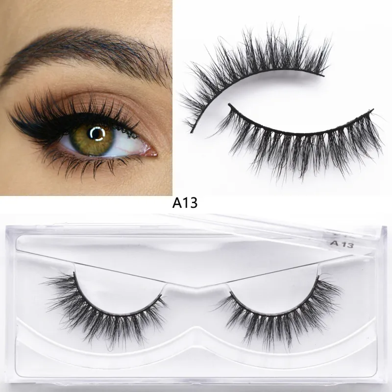 D20 réel vison cils Extension de cils naturel long ailé Volume cils à la main vison faux cils maquillage cils — image 15