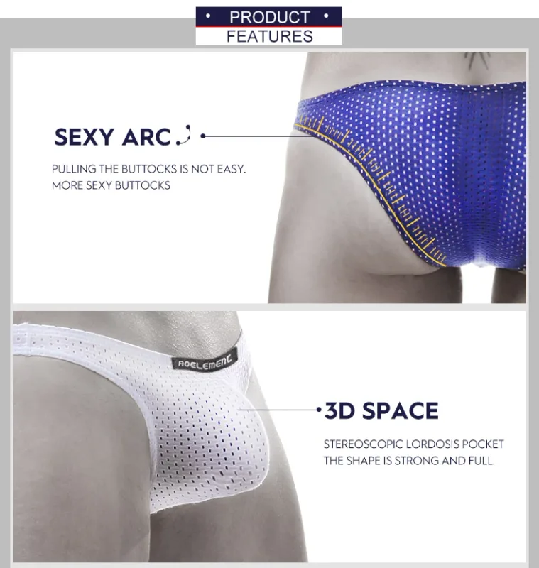 2PCS Slip stretti trasparenti in seta di ghiaccio, slip piccoli da uomo, occhi a rete, pantaloni giovanili traspiranti — image 6